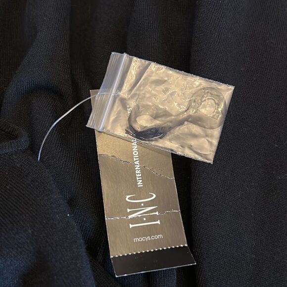 INC short sleeve ruffle front black sweater Size L New - Picture 8 of 10